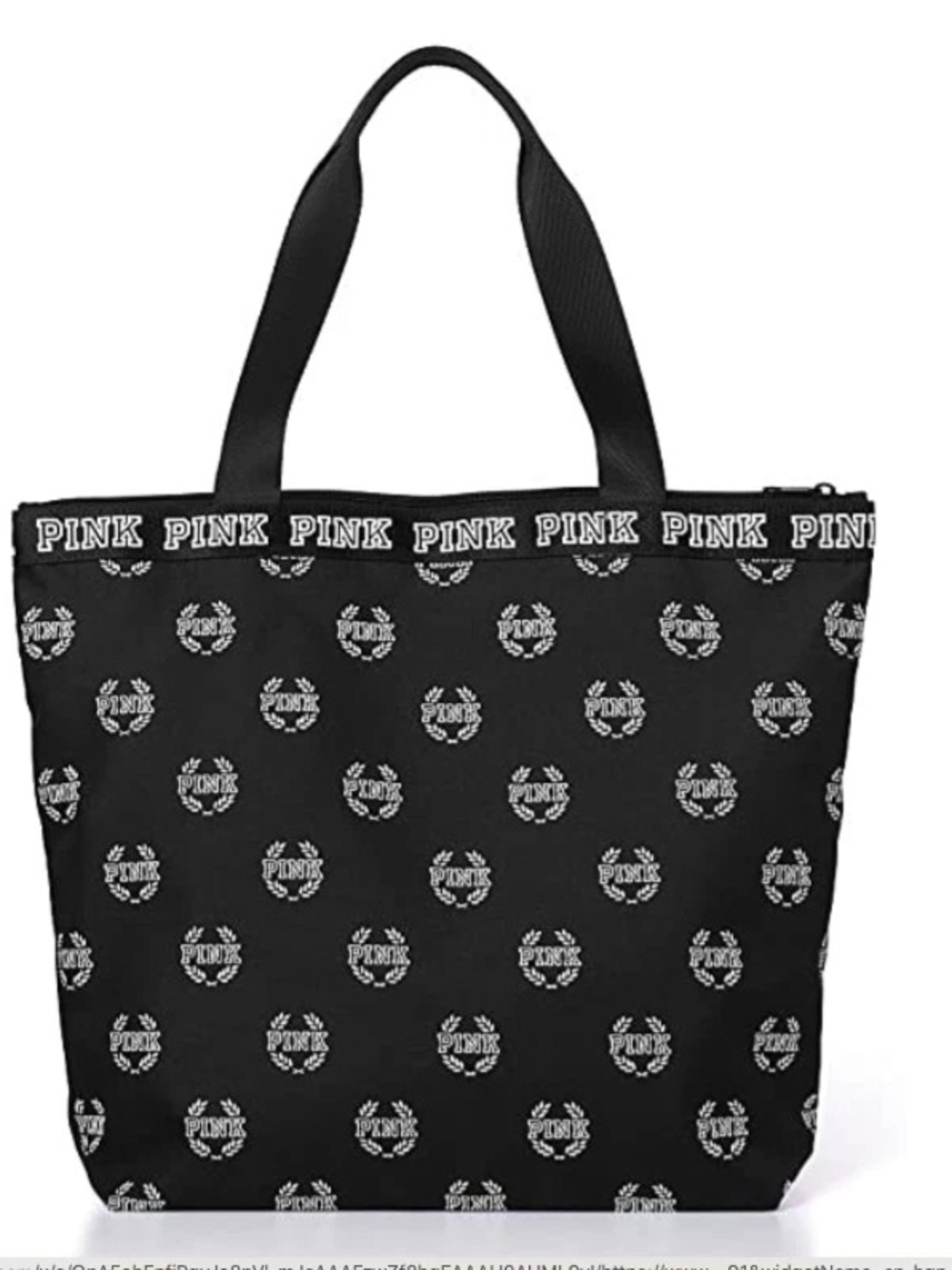 PINK Black Logo Zippered Tote